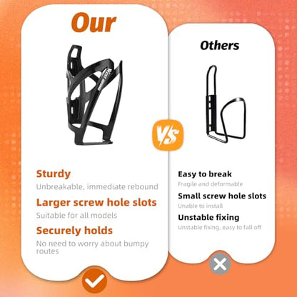 West Biking Bike Water Bottle Cages Ultra-Light Durable PC Bicycle Bottle Holder with Screws Tool, Easy Installation Bicycle Drink Cup Holders Cycling Kettle for MTB Road Bikes - color: Black