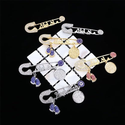 2 Pcs Mashalla Baby Brooch Pin, 2.9 Inch Home Decorations for Ramadan Gifts, Islamic Ramadan Gift