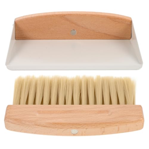 Kids Window Cleaner Stainless Steel Cleaner Mini Dustpan and Brush Set Wood Small Metal Pan Natural Table Handy Brush for Sweeping Home Kitchen Car Office Storage Bin