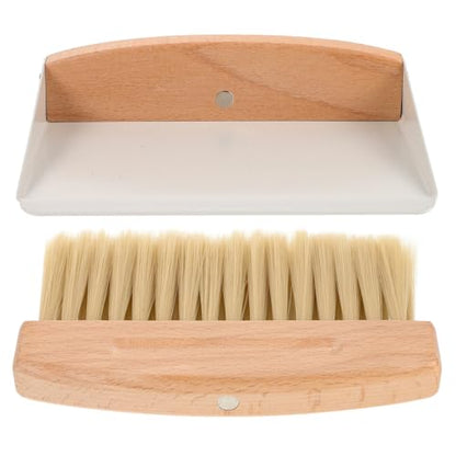 Kids Window Cleaner Stainless Steel Cleaner Mini Dustpan and Brush Set Wood Small Metal Pan Natural Table Handy Brush for Sweeping Home Kitchen Car Office Storage Bin