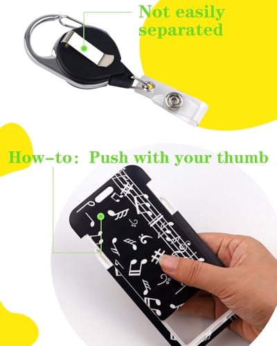 Music Lanyard Badge Holder Retractable Reel Clip for Women Girls Lanyards for ID Badges Keychain Keys - color: Music Art