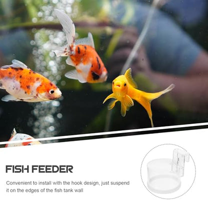 ULTECHNOVO Fish Feeding Ring Aquarium Feeder Circle Reusable Acrylic Floating Fish Food Feeder and Aquariums with Suction Cup Small Size for Tropical and Freshwater