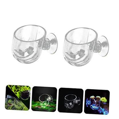 Yardwe 2pcs Transparent Food Holder for Fish Tank Feeding Supplies Acrylic Feeder Cups Easy to Clean and Store for Live and Fish Food Promotes Healthy Eating