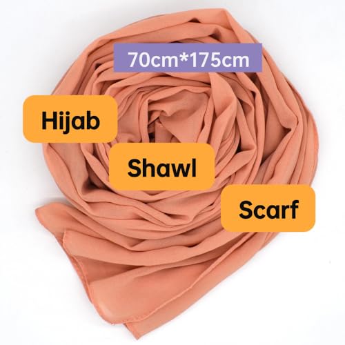 Chiffon Scarf for Women Lightweight Breathable Sunscreen Soft Solid Hijab Scarf for Daily & Muslim Wear - color: Crimson Chiffon Scarf