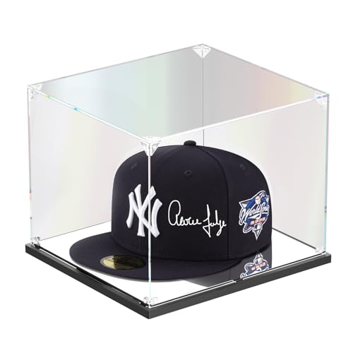 KOLIPI Hat Display Case for Baseball Caps, Acrylic Box 8.7x7.9x7.1 in | Baseball Cap Display Case for Snapback Hats Mini Helmets, Mirror Base, Dustproof, Stable and Stackable, Assembly Required - size: 8.7x7.9x7.1 inches