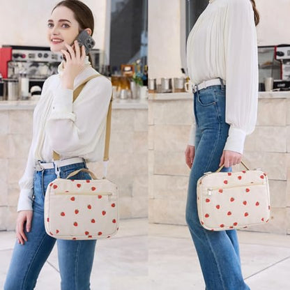 Bible Cover Case for Women Large Bible Cover for Girls Bible Study Supplies Accessories with Handle and Shoulder Strap | Durable - color: Strawberry02