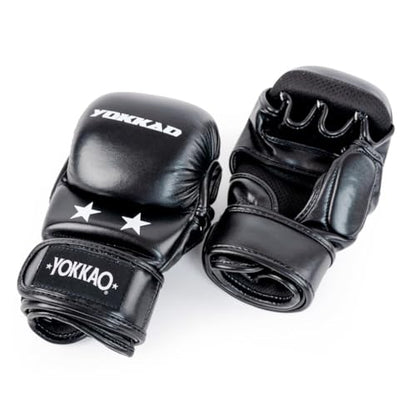 YOKKAO MMA Gloves - Ground Pro and Sparring | Layered Foam Padding | Produced at YOKKAO Factory, Thailand | Grappling, Striking, Ground-and-Pound | S/M-L/XL - color: Black MMA Sparring, size: Small-Medium