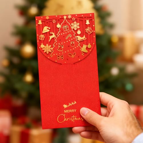 12PCS Christmas Gift Envelopes for Cash – Elegant Gold Foil Money Holders for Xmas, Birthday, Holidays, and New Year
