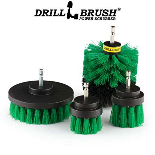 Cast Iron Skillet - Cleaning Supplies - Drill Brush Kitchen Cleaning Kit | Crock Pot Scrubber - Cutting Board, Stove, Sink, Counter-Top, Baseboard, Trash Can, Tile and Flooring - Grout Cleaner - color: Green