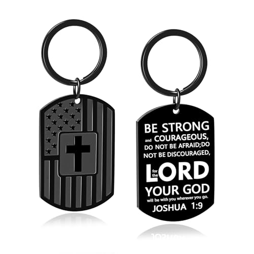 Joyline Keychain for Boyfriend Religious Christian Gifts for Men Women Teens Bible Verse Joshua 1:9 Cross Keychain First Communion Baptism Gifts