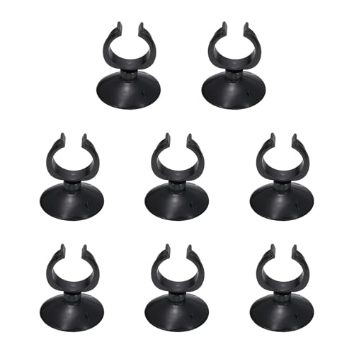 Aquarium Suction Cups, Fish Tank Suction Cups Clips Airline Tube Holders Clamps (Plastic, 8Pcs, Black) for 1.1" Fish Tank Airline Tubing Binding Moss Shrimp Nest, 28x45MM - color: Black, size: 28x45MM