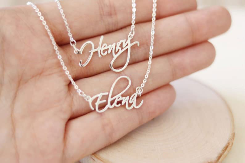 DayOfShe Custom Name Necklace for Women Gifts, 18K Gold Plated Layered Names Necklace Personalized Gifts for Birthday - color: Two Names-Silver
