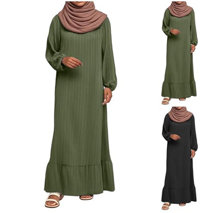 Prayer Dress for Women Muslim Spring Dress 2026 Casual Long Sleeve Flowy Maxi Wedding Guest Muslim Clothes - color: Green, size: XX-Large