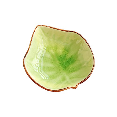 WAIT FLY Lovely Grape Leaves Shaped Ceramics Seasoning Dishes/ Tea Bag Holders/ Ketchup Saucer/ Appetizer Plates/ Vinegar Spice Salad Soy Sushi Wasabi Seasoning Dipping Bowls, Set of 3 - color: Grape Leaf