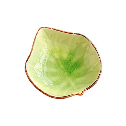 WAIT FLY Lovely Grape Leaves Shaped Ceramics Seasoning Dishes/ Tea Bag Holders/ Ketchup Saucer/ Appetizer Plates/ Vinegar Spice Salad Soy Sushi Wasabi Seasoning Dipping Bowls, Set of 3 - color: Grape Leaf