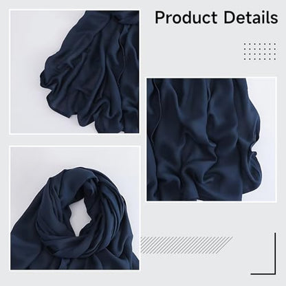 Modal Hijab Scarf for Women, Soft & Lightweight Head Scarf, Dark Blue, 27.6 x 70.9 in / 70 x 180 cm, Shawl for All Seasons and Occasions