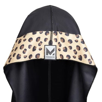MISSION Cooling Hoodie Towel, Evaporative Cool Technology, Cools Instantly When Wet, UPF 50 Sun Protection, Contours Your Head to Stay in Place, Great for Sports, Fitness, Gym - color: Leopard