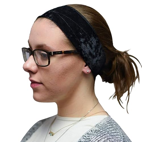Wrapunzel No Slip Headband For A Secure All-Day Fit. Use Under Wig or Headwrap to Keep Coverings In Place. Soft Snag Free Velour Band In Four Sizes - Handmade in the USA - color: L (22.5”-23.5”) Black