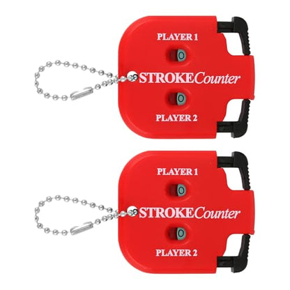 2pcs Golf Stroke Counters, Portable Score Keeper with Hanging Rope Mini Square Design 2 Player Stroke Counter Clicker for Golf Training Competitions & Games (Red)