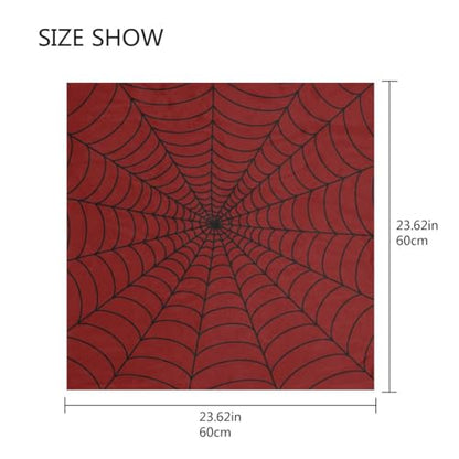 Bolaz Red Spiderweb Women's Square Silk Hair Scarves and Wraps Headscarf Head Neck Scarf Bandana 24inch