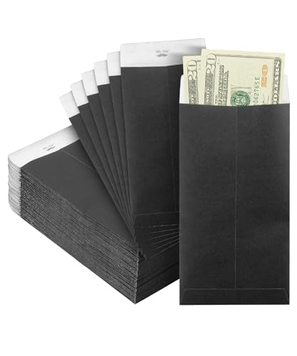 Mr. Pen- Money Envelopes for Cash, 6.5" x 3.5", 100 Pack, Kraft Paper | Self-Adhesive Bulk Cash Envelopes for Budgeting, Money and Coin Saving, Check, Budget, Small Item Organizing - color: Black, size: 100 Pack