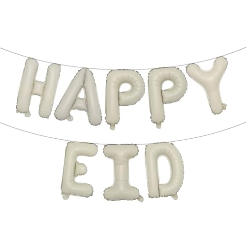 16 inch Multicolor Eid MUBARAK Foil Balloons Party Decoration Supplies RAMADAN MUBARAK Decoration Happy EID Balloons For Muslim EID Ballon (HAPPY EID Cream) - color: Happy Eid Cream
