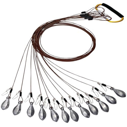 Texas Duck Decoy Rigs Weights Tangle Free Duck Hunting Decoy Rigs with A Large Gold Padded Carabiner, Waterfowl Decoy Rigs Anchors for Duck Hunting 12pack - color: 6OZ 48In