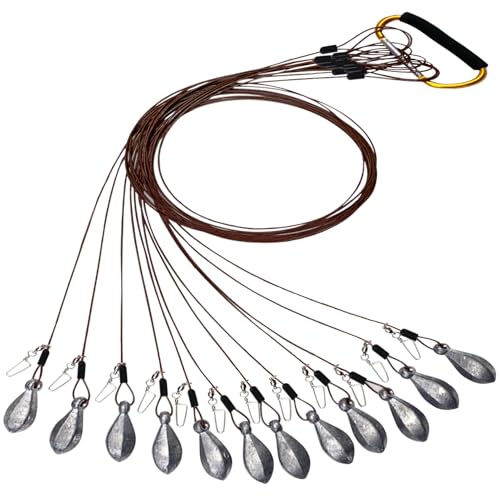 Texas Duck Decoy Rigs Weights Tangle Free Duck Hunting Decoy Rigs with A Large Gold Padded Carabiner, Waterfowl Decoy Rigs Anchors for Duck Hunting 12pack - color: 6OZ 48In