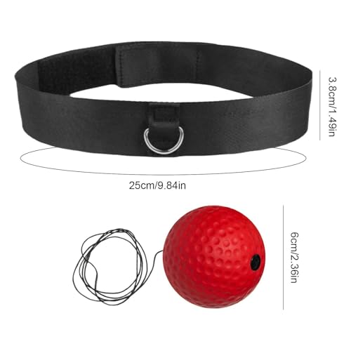 Boxing Ball with Headband, Boxing Reflex Ball Headband Set | React Reflex Ball for Adult Training | Indoor Outdoor Fitness Equipment - color: Red