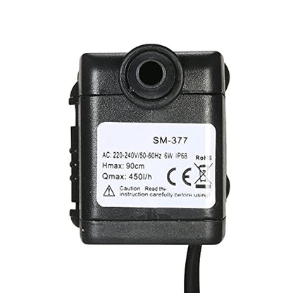 Decdeal 450L/H 6W Submersible Water Pump for Aquarium Tabletop Fountains Pond Water Gardens and Hydroponic Systems with 2 Nozzles, AC110V, US Plug