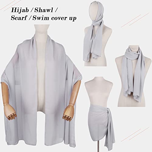 Ladiery Chiffon Shawl Wraps for Women Evening Dresses, Elegant Soft Sheer Shawls for formal dressy Bride Wedding - color: Silver Grey