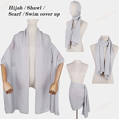 Ladiery Chiffon Shawl Wraps for Women Evening Dresses, Elegant Soft Sheer Shawls for formal dressy Bride Wedding - color: Silver Grey