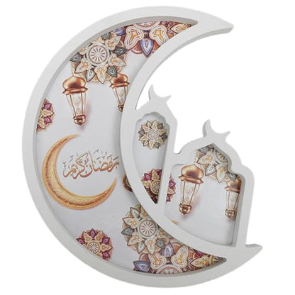 Eid Mubarak Tray, Wooden Star Moon Shaped Ramadan Tray, Decorative Serving Plate for Islamic Celebrations, Ramadan Serving Tray for Party