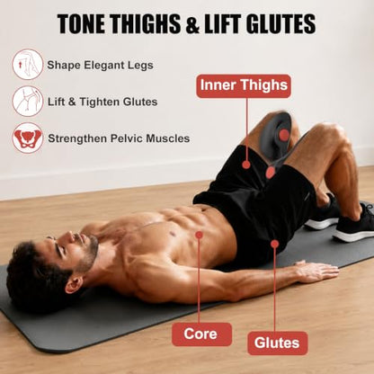 Pelvic Floor Exercise Device with 35 lb Resistance, Kegel and Inner Thigh Muscle Trainer, Home Workout Equipment for Postpartum Recovery, Women & Men, with Band - color: Red Black