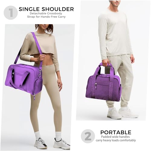SeaRock 14 inch Small Gym Bag for Men & Women, Mini Duffle Bag with Shoe Compartment, Carry On Duffel Bag for Travel Sports, Purple - color: Purple