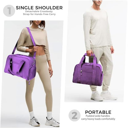 SeaRock 14 inch Small Gym Bag for Men & Women, Mini Duffle Bag with Shoe Compartment, Carry On Duffel Bag for Travel Sports, Purple - color: Purple