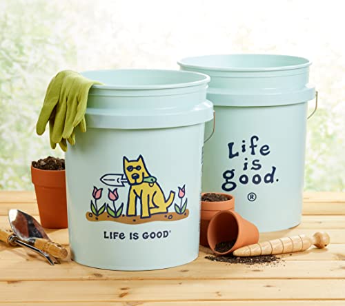 Life is Good Rocket's Garden 5 Gallon Bucket, 2 Pack, BPA-Free | Heavy-duty plastic buckets with comfortable handles for gardening, cleaning, storage, and home improvement projects. - size: Rocket's Garden