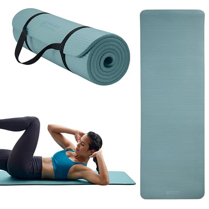 Gaiam Thick Yoga Mat, Exercise & Fitness Mat with Easy-Cinch Carrying Strap | Non-Slip NBR Foam | Joint Cushioning | Yoga, Pilates, Fitness & Floor Workouts | 72"L x 24"W - color: Balsam