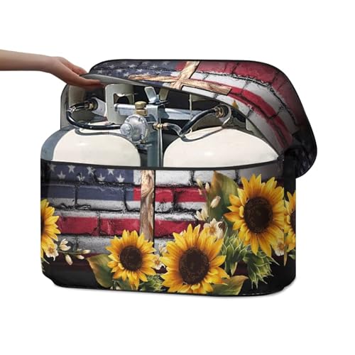 Cross American Double 20lb RV Propane Tank Cover Dust-Proof Heavy Duty Propane Gas Cylinder Cover All Weather Protection - color: Cross American, size: S(20LB)