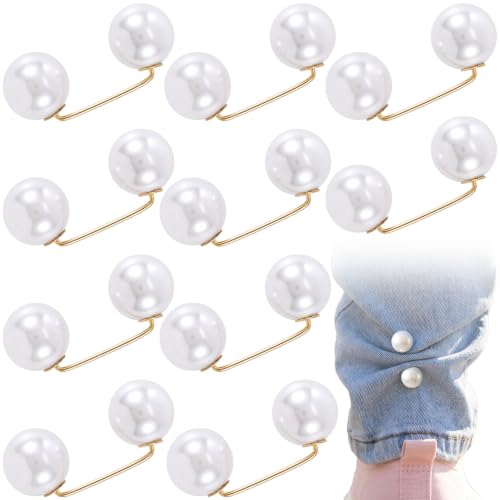 Pearl Brooches for Women, Faux Pearl Shawl Pins Sweater Clip, Decorative Safety Pins Pant Hem Clips Length Adjuster - color: style1,white,10pcs