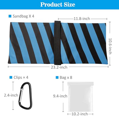 4 Packs Blue Sandbag Weight Bags for Light Photography Video Equipment | Heavy Duty Saddlebags for Backdrop Stand, Photo Tripod, Canopy, Pop up Tent, Umbrella Base, Fishing Chair, Picnic Table - color: Blue