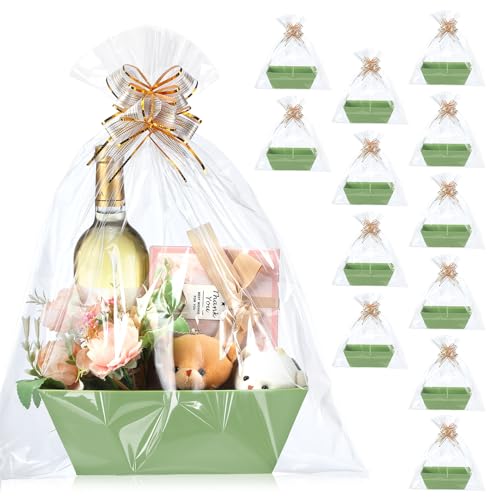 Thenshop 44 Pcs Empty Gift Basket Bulk,Basket Gifts, Sage Green, Solid - color: Sage Green, size: Solid