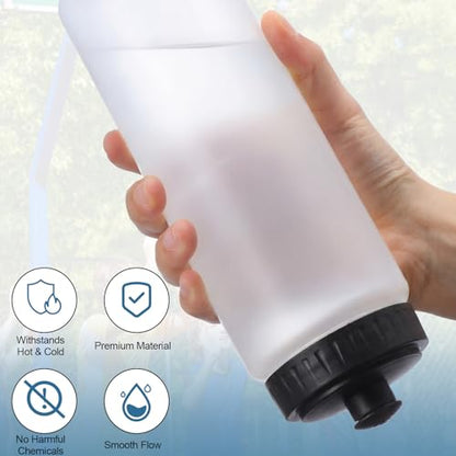 LemonRoad 12 Pack Squeeze Water Bottles Reusable 20 oz Plastic Sports Water Bottle with Pull Top Lid, Bike Cycling Gym Sport, Dishwasher Safe (Clear, Black) - color: Clear, Black