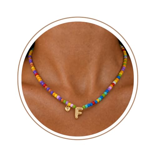 Colorful Initial Necklaces Fashion Stuff 18K Gold Plated Letter A-Z - color: F