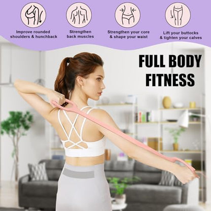 Figure 8 Resistance Bands with Handles, Upgraded Silicone 8-Shaped Exercise Band for Women,Stretch Bands Set for Exercise Arms Back Legs Pilates Yoga - color: 2Pcs Pink 15Lb & Purple 25Lb