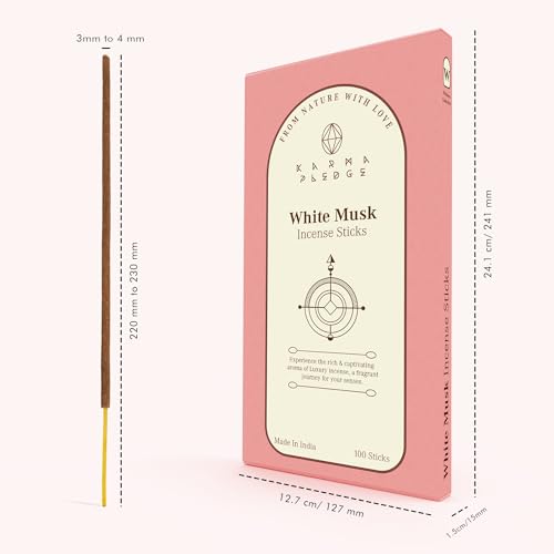 KarmaPledge White Musk Incense Sticks, Burn Time 45-60 Min, 100 Sticks - color: White Musk