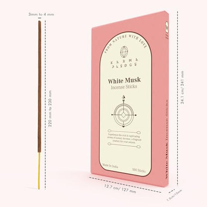 KarmaPledge White Musk Incense Sticks, Burn Time 45-60 Min, 100 Sticks - color: White Musk