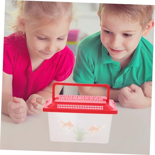 TOYANDONA Portable Fish Tank Breathable Lid Turtle Habitat and Handheld Reptile Feeding Box for Hamsters and Aquatic Pets for Travel and Observation