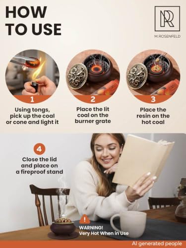 Bakhoor Incense Burner for Charcoal & Resin – Ceramic Frankincense Burner with Lid, Stainless Steel Mesh and Heat-Resistant Cotton Lining for Daily Ritual, Matte Brown - color: Brown