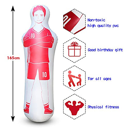 SUNSHINEMALL Inflatable Tackling Dummies for Football Practice Poles,Soccer Training Equipment Wall Dummy Goalkeepr Mannequin Basketball Defender Tumbler for Dribbling Passing Drills - color: Red